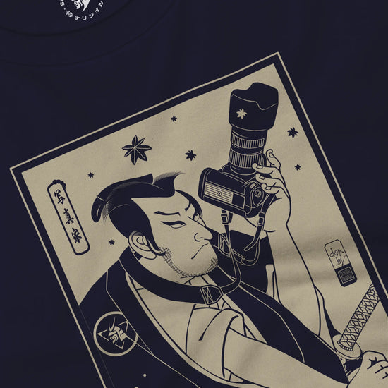 Samurai Photographer 3 Camera Ukiyo-e Unisex Long Sleeve Tee - Samurai Original
