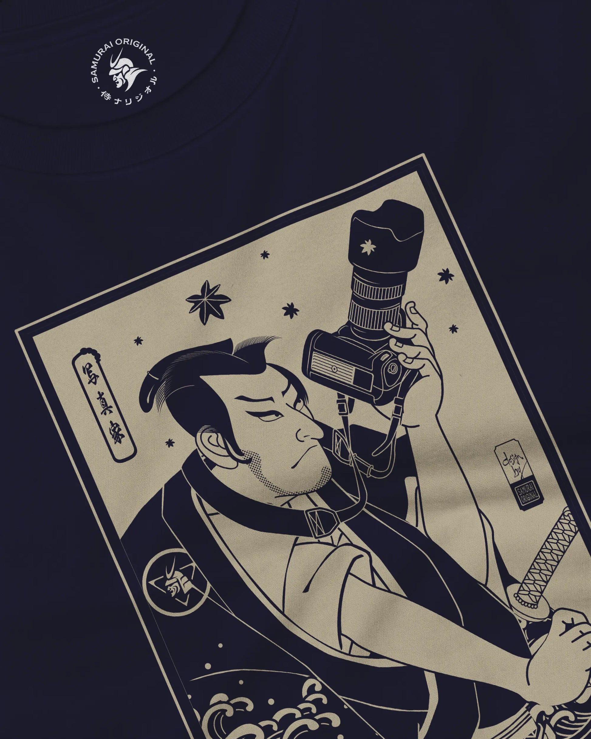 Samurai Photographer 3 Camera Ukiyo-e Unisex Long Sleeve Tee - Samurai Original