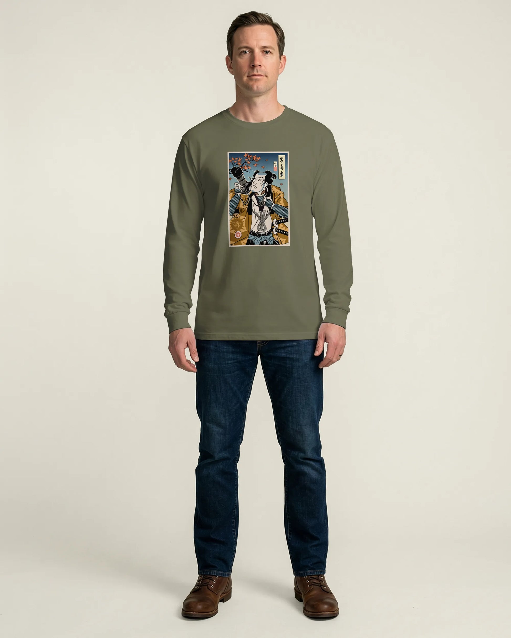 Samurai Photographer 7 Camera Ukiyo-e Unisex Long Sleeve Tee - Samurai Original