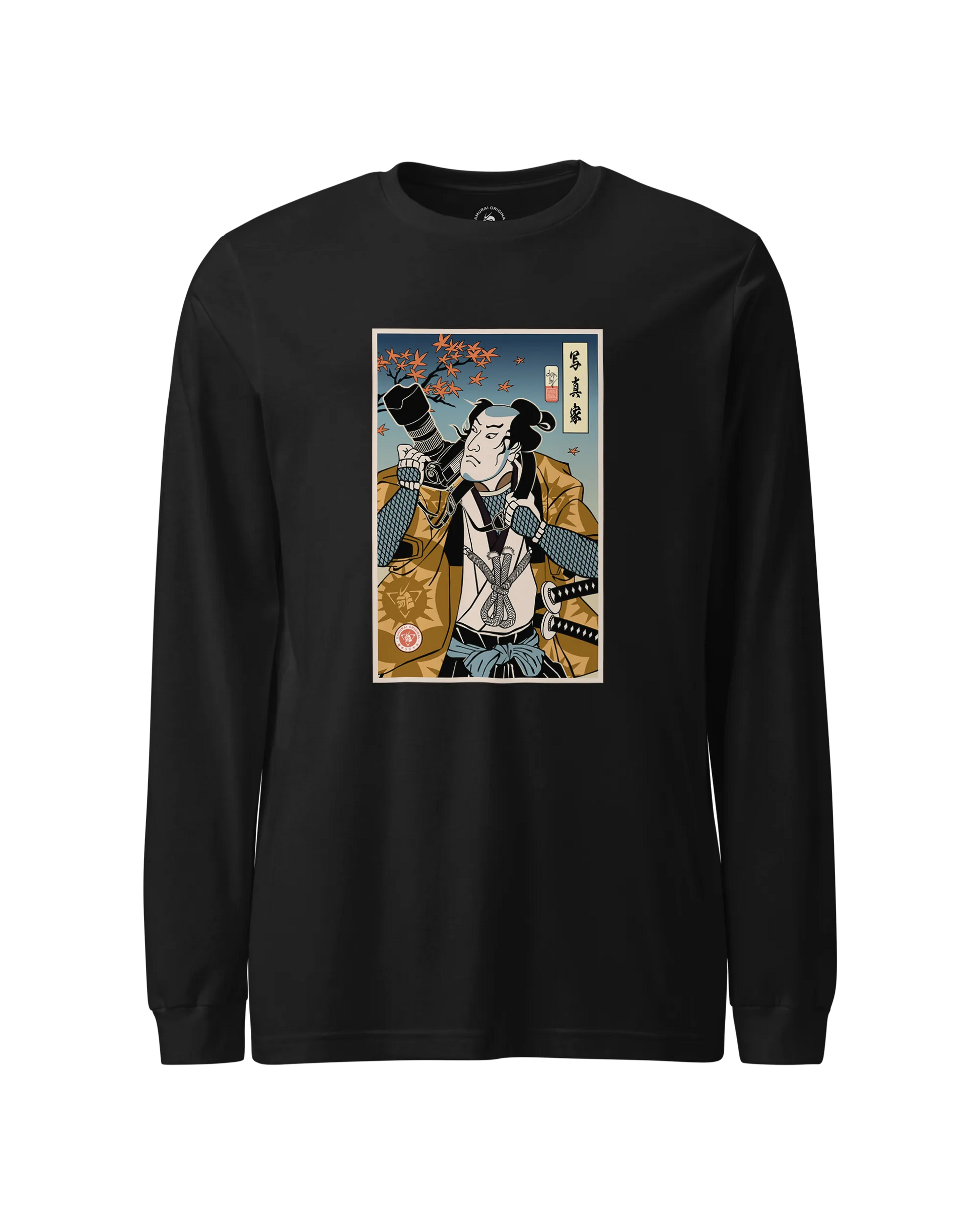 Samurai Photographer 7 Camera Ukiyo-e Unisex Long Sleeve Tee Black - Samurai Original