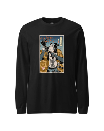 Samurai Photographer 7 Camera Ukiyo-e Unisex Long Sleeve Tee Black - Samurai Original
