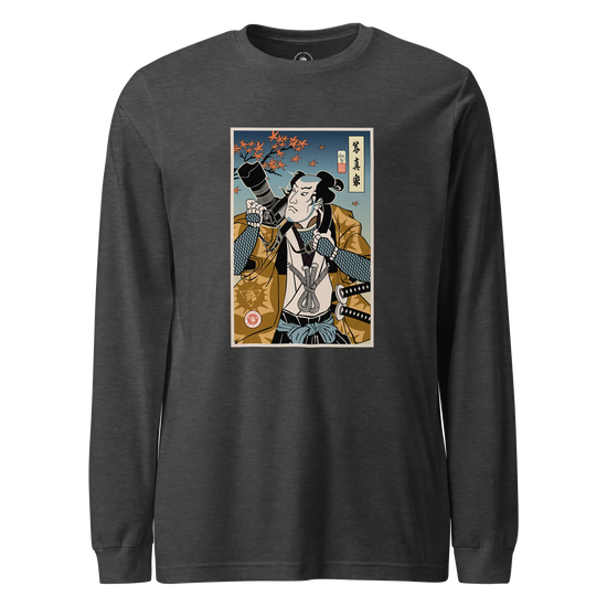 Samurai Photographer 7 Camera Ukiyo-e Unisex Long Sleeve Tee Dark Grey Heather - Samurai Original