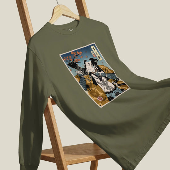 Samurai Photographer 7 Camera Ukiyo-e Unisex Long Sleeve Tee - Samurai Original