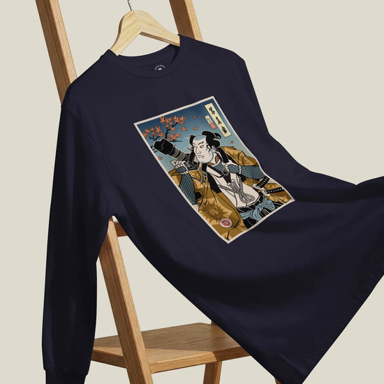 Samurai Photographer 7 Camera Ukiyo-e Unisex Long Sleeve Tee - Samurai Original