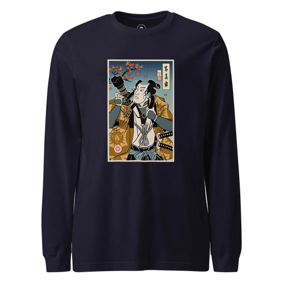 Samurai Photographer 7 Camera Ukiyo-e Unisex Long Sleeve Tee Navy - Samurai Original