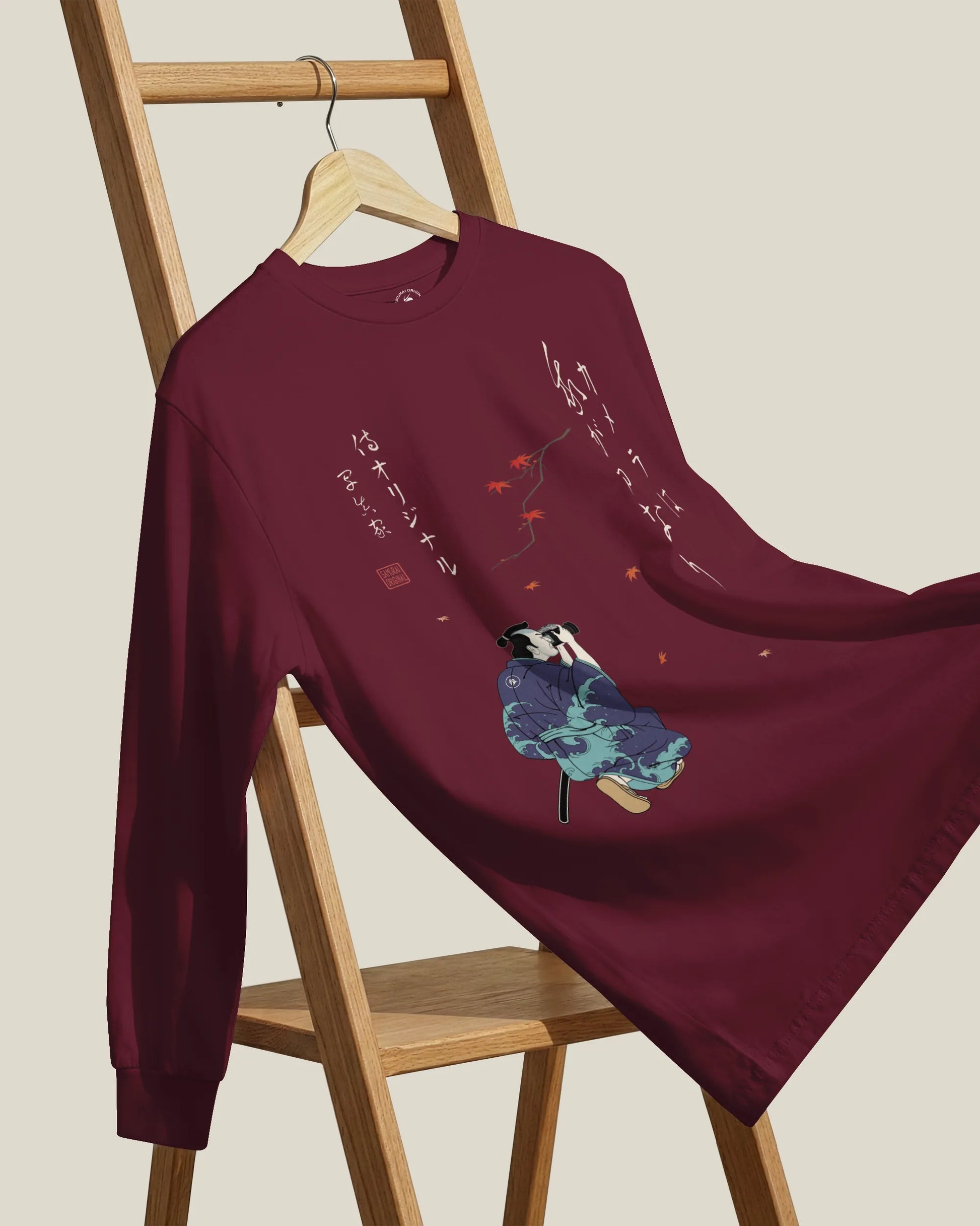 Samurai Photographer Japanese Ukiyo-e Unisex Long Sleeve Tee No.11 - Samurai Original