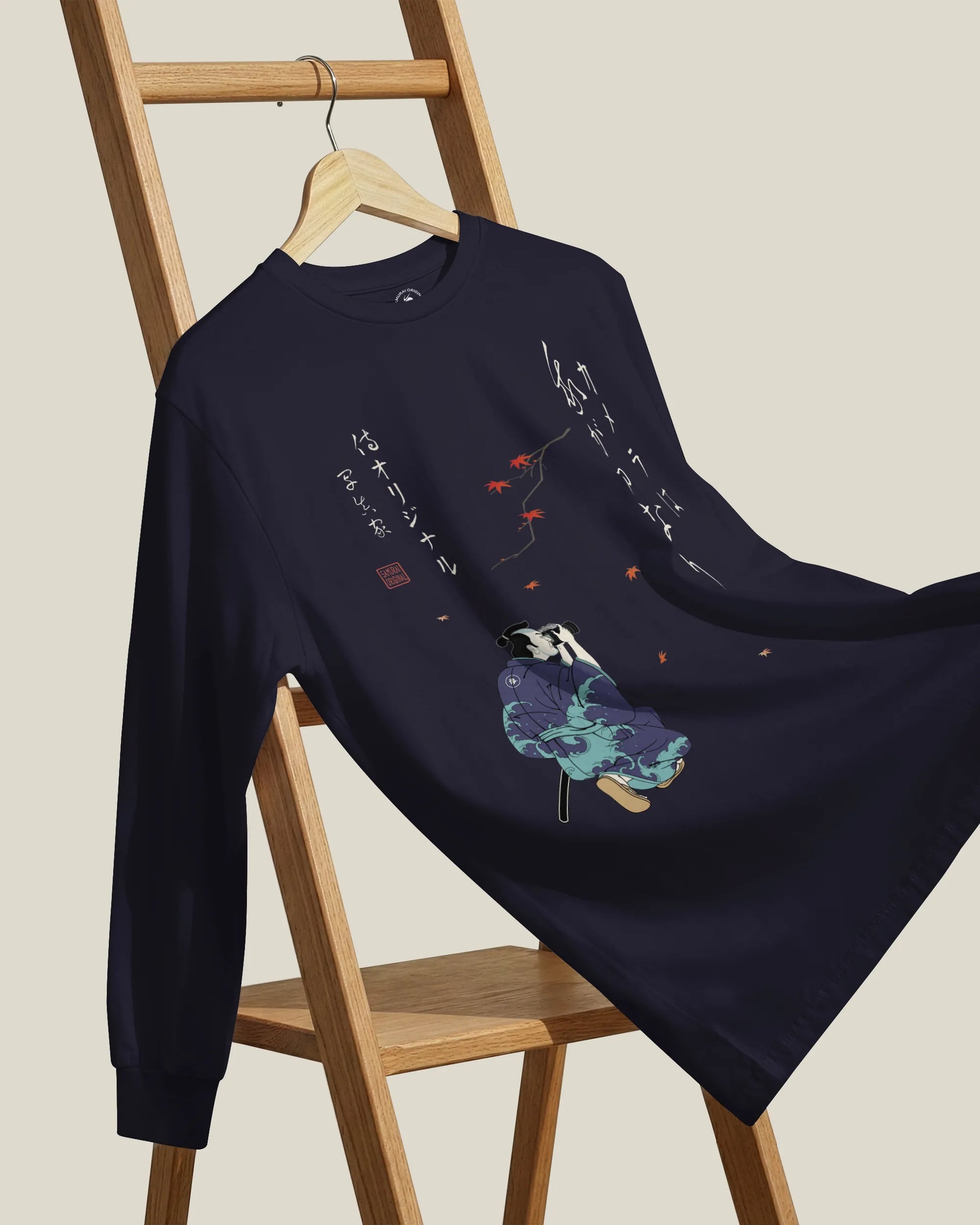 Samurai Photographer Japanese Ukiyo-e Unisex Long Sleeve Tee No.11 - Samurai Original