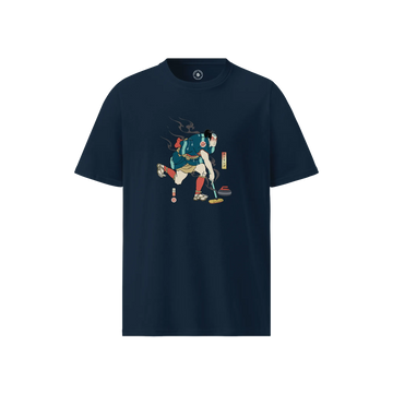 Samurai Play Curling Ukiyo-e Unisex organic t-shirt