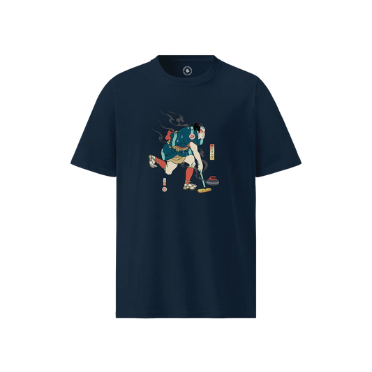 Samurai Play Curling Ukiyo-e Unisex organic t-shirt