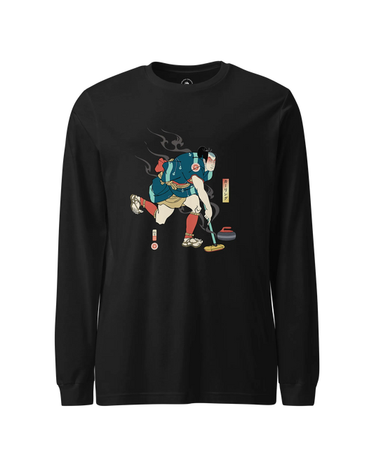 Samurai Play Curling Ukiyo-e Unisex Long Sleeve Tee