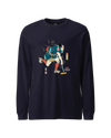 Samurai Play Curling Ukiyo-e Unisex Long Sleeve Tee Navy - Samurai Original