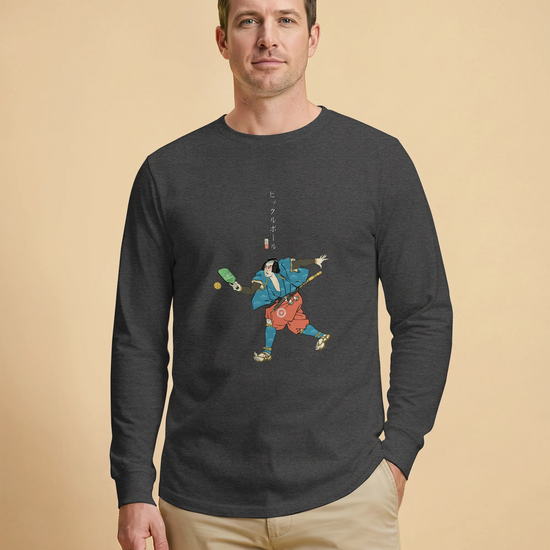 Samurai Play Pickleball Ukiyo-e Unisex Long Sleeve Tee - Samurai Original