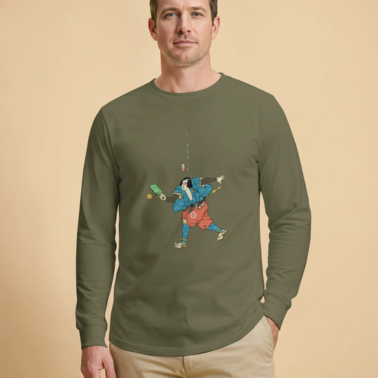Samurai Play Pickleball Ukiyo-e Unisex Long Sleeve Tee - Samurai Original