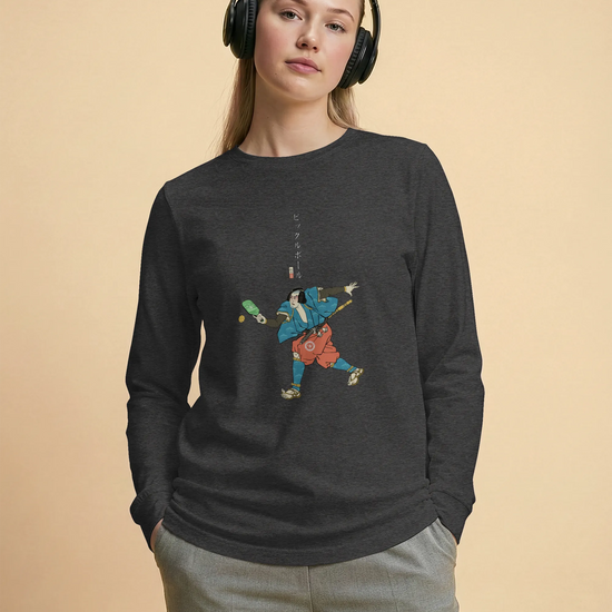 Samurai Play Pickleball Ukiyo-e Unisex Long Sleeve Tee - Samurai Original