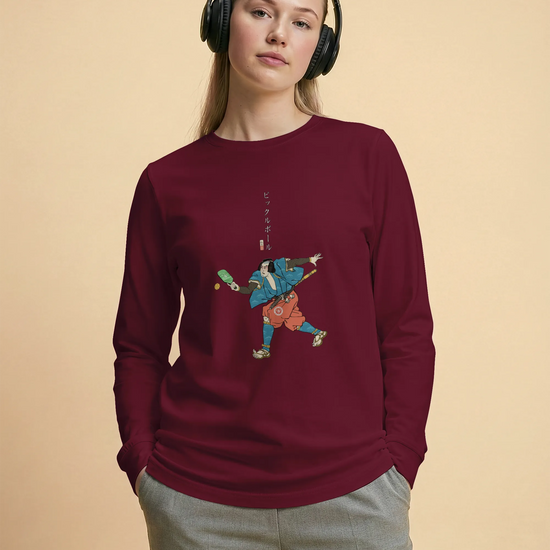 Samurai Play Pickleball Ukiyo-e Unisex Long Sleeve Tee - Samurai Original
