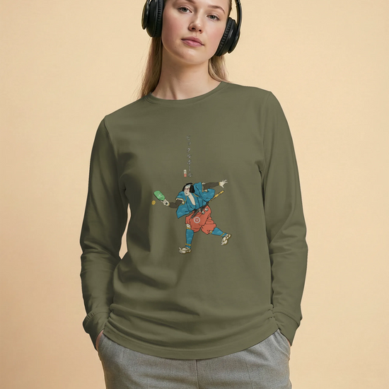 Samurai Play Pickleball Ukiyo-e Unisex Long Sleeve Tee - Samurai Original