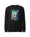 Samurai Play Shakuhachi Bamboo Flute Ukiyo-e Unisex Long Sleeve Tee Black - Samurai Original