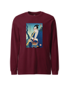 Samurai Play Shakuhachi Bamboo Flute Ukiyo-e Unisex Long Sleeve Tee Maroon - Samurai Original