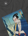 Samurai Play Shakuhachi Bamboo Flute Ukiyo-e Unisex Long Sleeve Tee - Samurai Original
