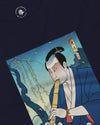Samurai Play Shakuhachi Bamboo Flute Ukiyo-e Unisex Long Sleeve Tee - Samurai Original