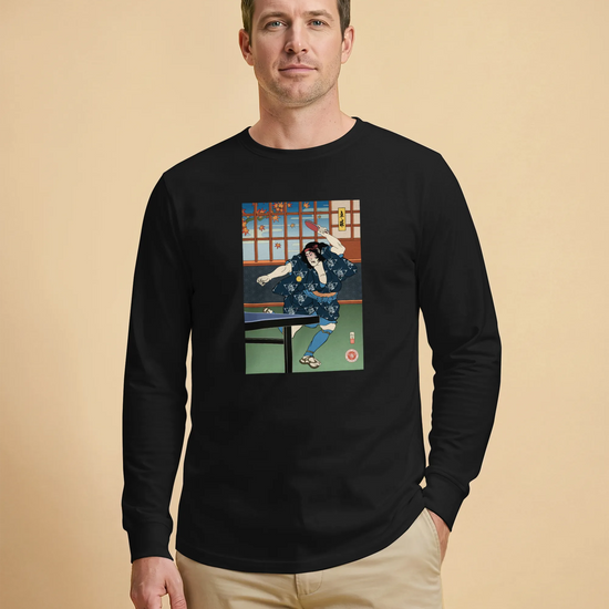Samurai Play Table Tennis Ping Pong Ukiyo-e Unisex Long Sleeve Tee - Samurai Original