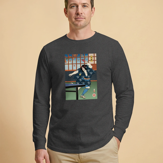 Samurai Play Table Tennis Ping Pong Ukiyo-e Unisex Long Sleeve Tee - Samurai Original