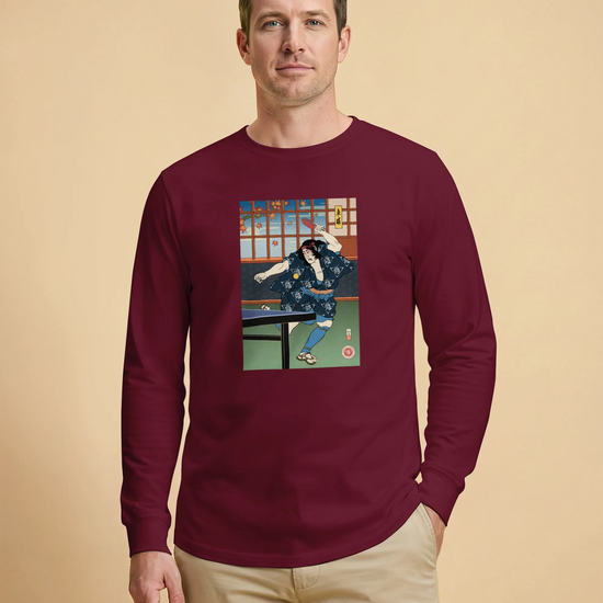 Samurai Play Table Tennis Ping Pong Ukiyo-e Unisex Long Sleeve Tee - Samurai Original