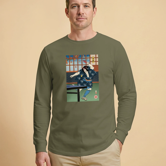 Samurai Play Table Tennis Ping Pong Ukiyo-e Unisex Long Sleeve Tee - Samurai Original