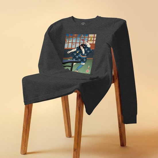 Samurai Play Table Tennis Ping Pong Ukiyo-e Unisex Long Sleeve Tee - Samurai Original