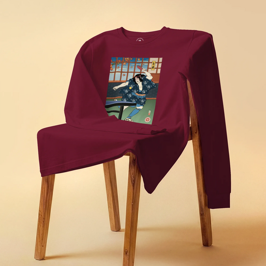 Samurai Play Table Tennis Ping Pong Ukiyo-e Unisex Long Sleeve Tee - Samurai Original