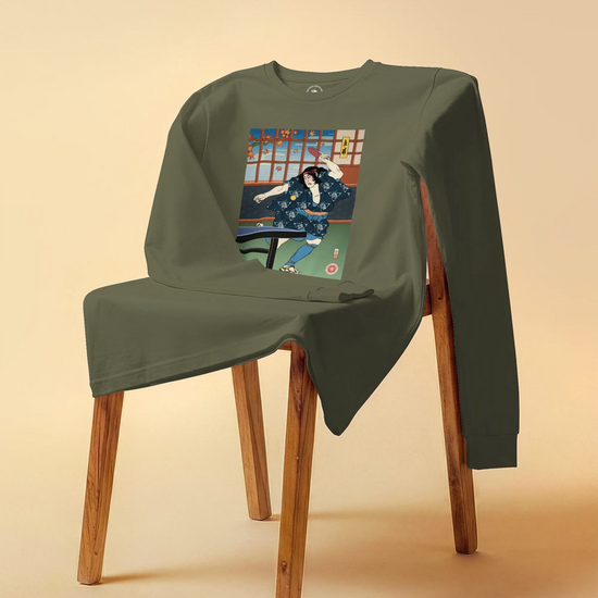 Samurai Play Table Tennis Ping Pong Ukiyo-e Unisex Long Sleeve Tee - Samurai Original