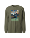 Samurai Play Table Tennis Ping Pong Ukiyo-e Unisex Long Sleeve Tee Military Green - Samurai Original