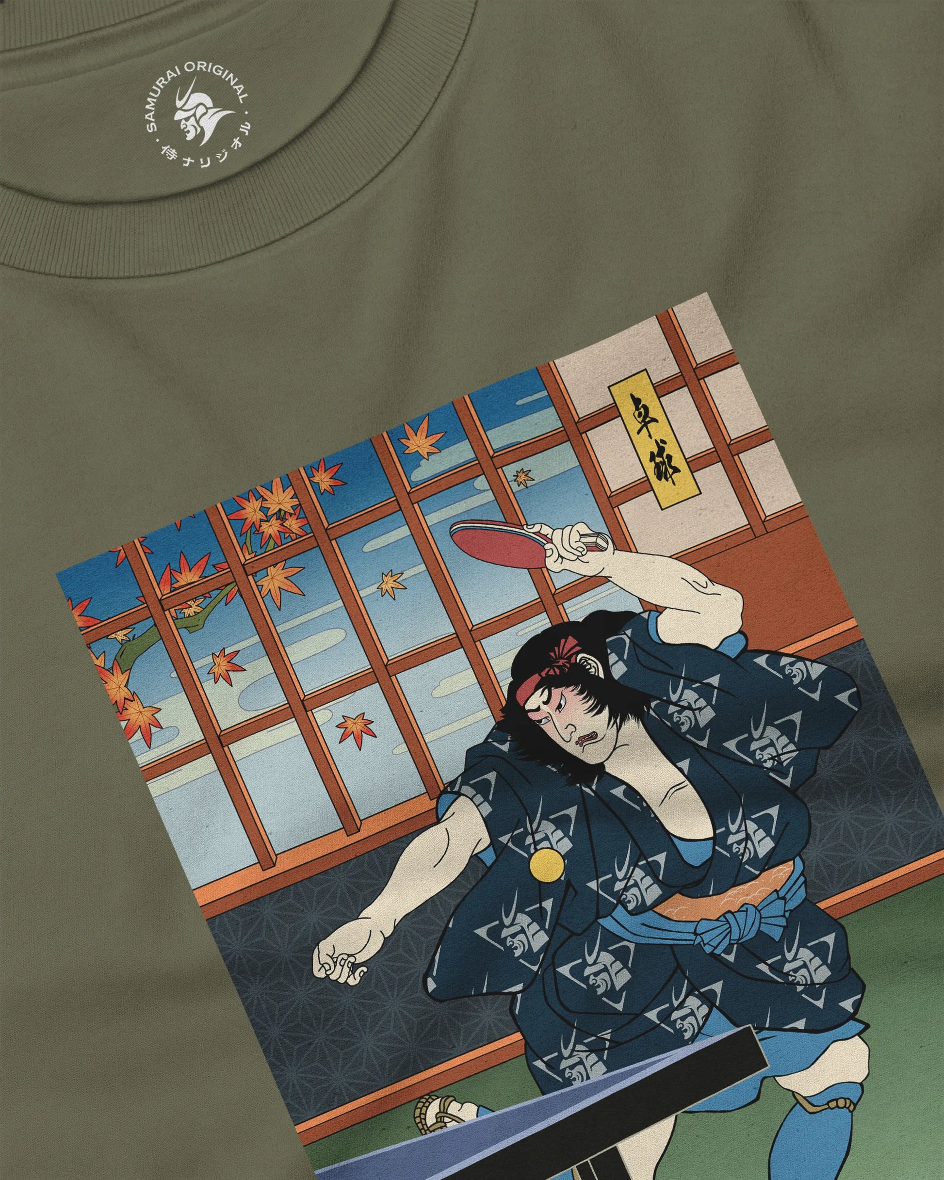 Samurai Play Table Tennis Ping Pong Ukiyo-e Unisex Long Sleeve Tee - Samurai Original