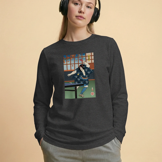 Samurai Play Table Tennis Ping Pong Ukiyo-e Unisex Long Sleeve Tee - Samurai Original