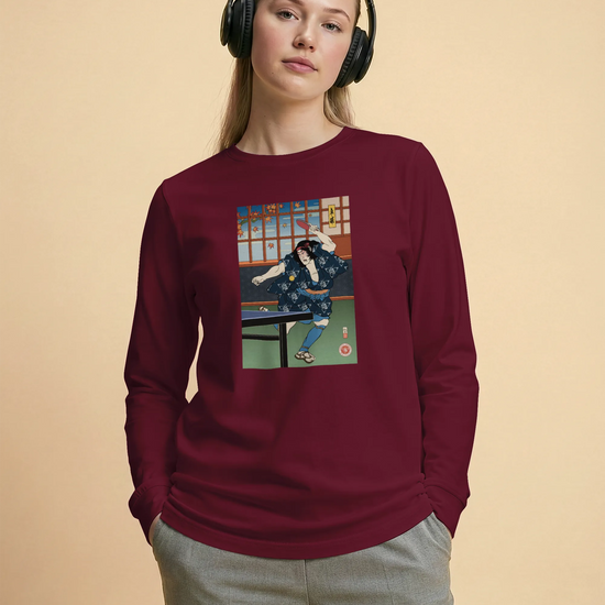 Samurai Play Table Tennis Ping Pong Ukiyo-e Unisex Long Sleeve Tee - Samurai Original