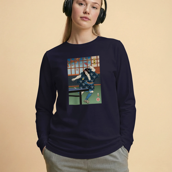 Samurai Play Table Tennis Ping Pong Ukiyo-e Unisex Long Sleeve Tee - Samurai Original