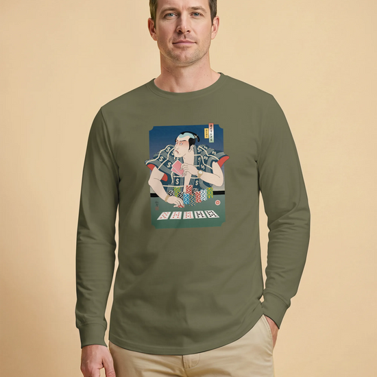 Samurai Poker Ukiyo-e Unisex Long Sleeve Tee - Samurai Original