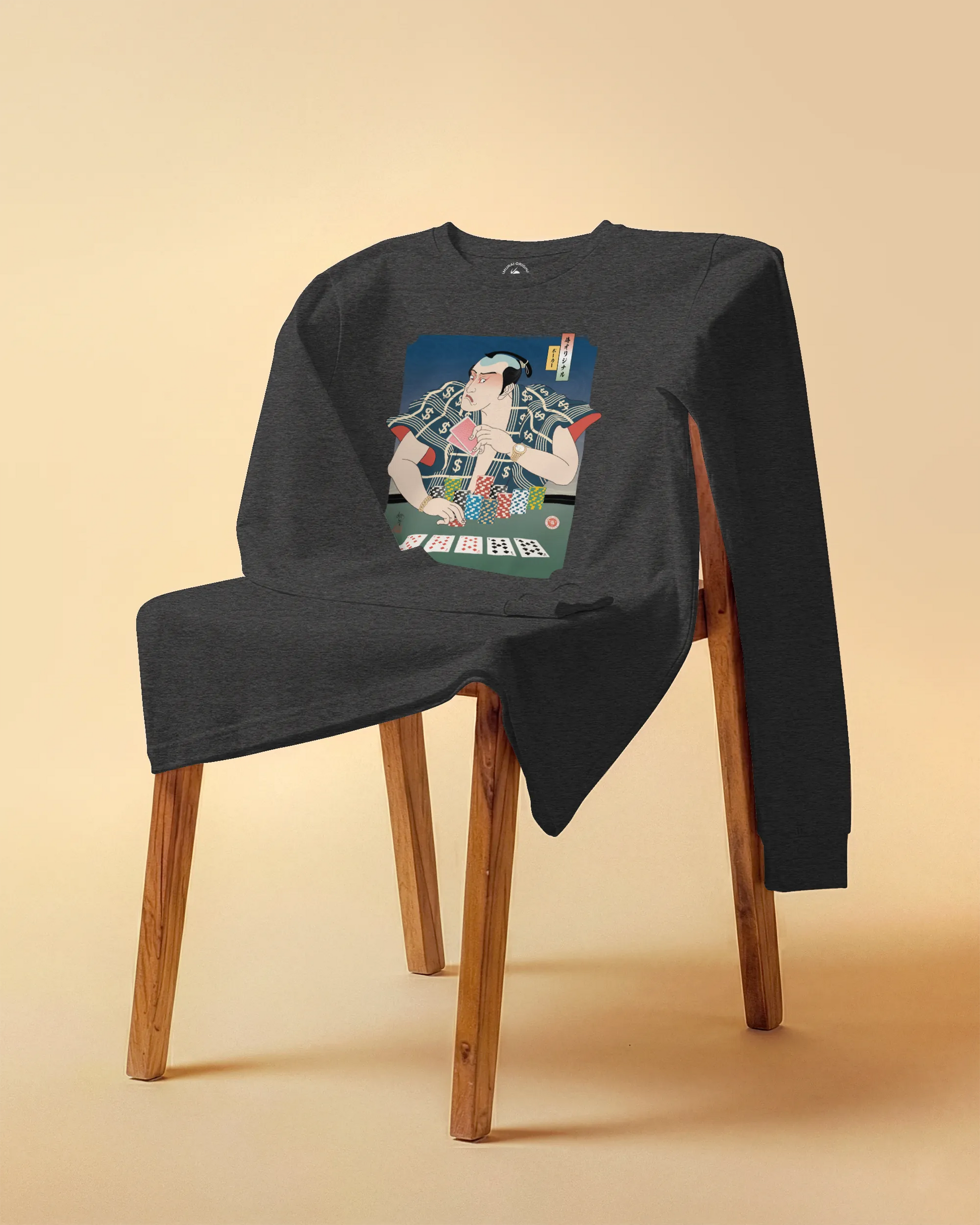 Samurai Poker Ukiyo-e Unisex Long Sleeve Tee - Samurai Original