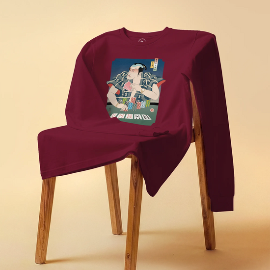 Samurai Poker Ukiyo-e Unisex Long Sleeve Tee - Samurai Original
