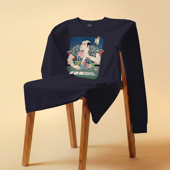 Samurai Poker Ukiyo-e Unisex Long Sleeve Tee - Samurai Original