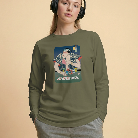 Samurai Poker Ukiyo-e Unisex Long Sleeve Tee - Samurai Original