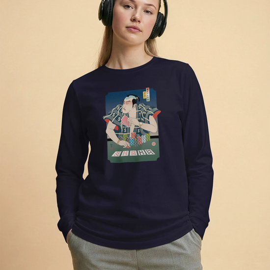 Samurai Poker Ukiyo-e Unisex Long Sleeve Tee - Samurai Original