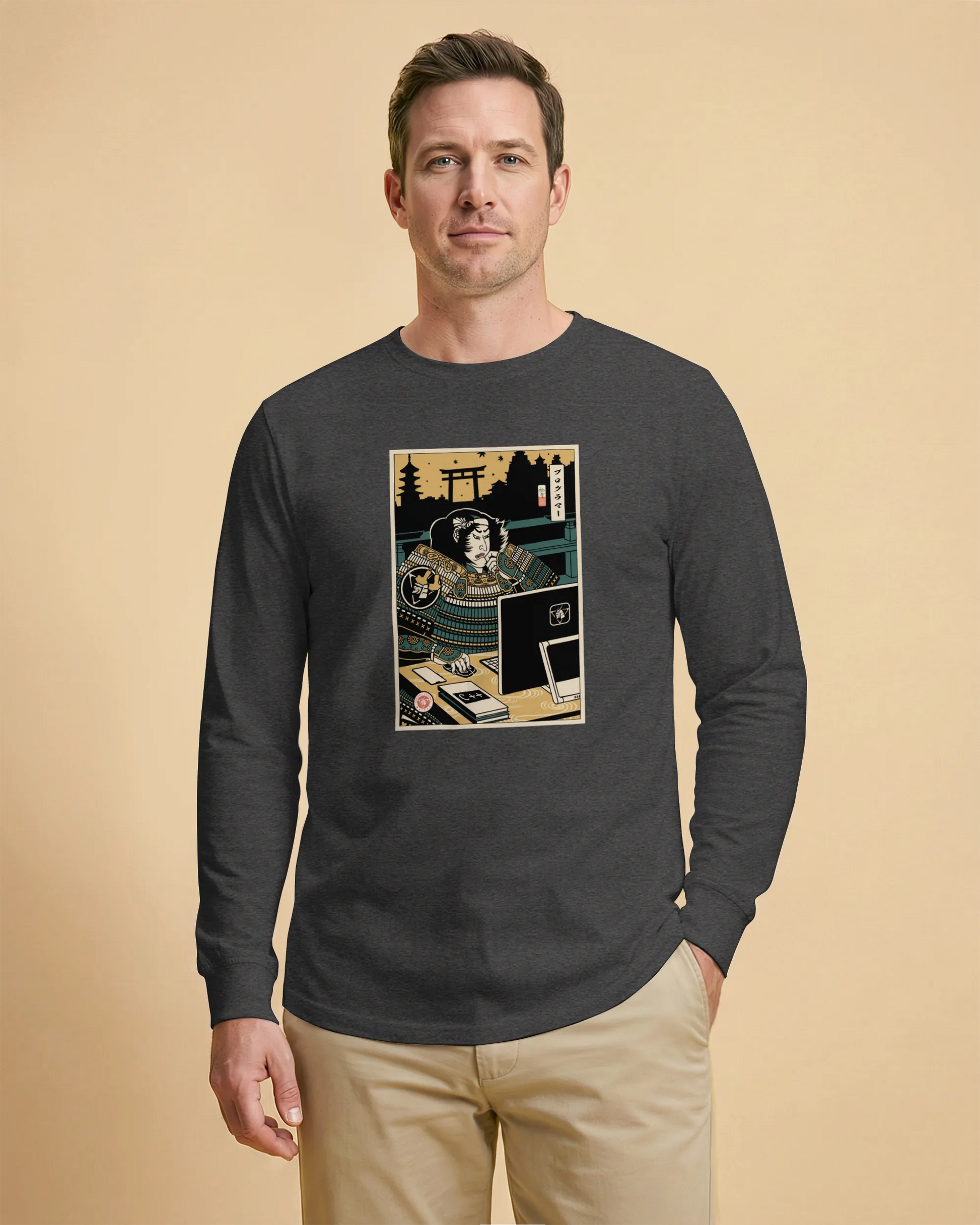 Samurai Programmer 2 Computer Science Ukiyo-e Unisex Long Sleeve Tee - Samurai Original