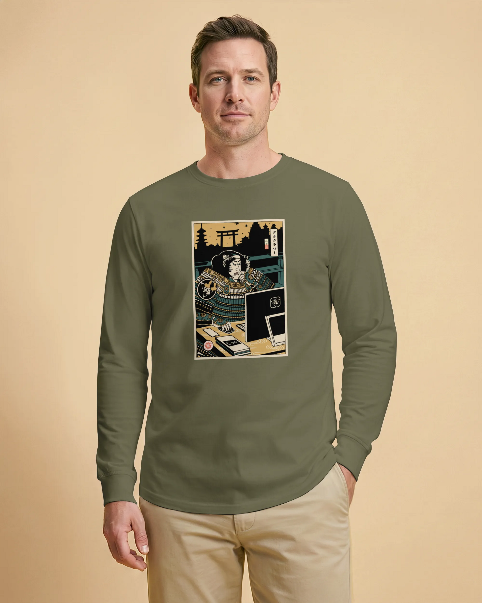Samurai Programmer 2 Computer Science Ukiyo-e Unisex Long Sleeve Tee - Samurai Original