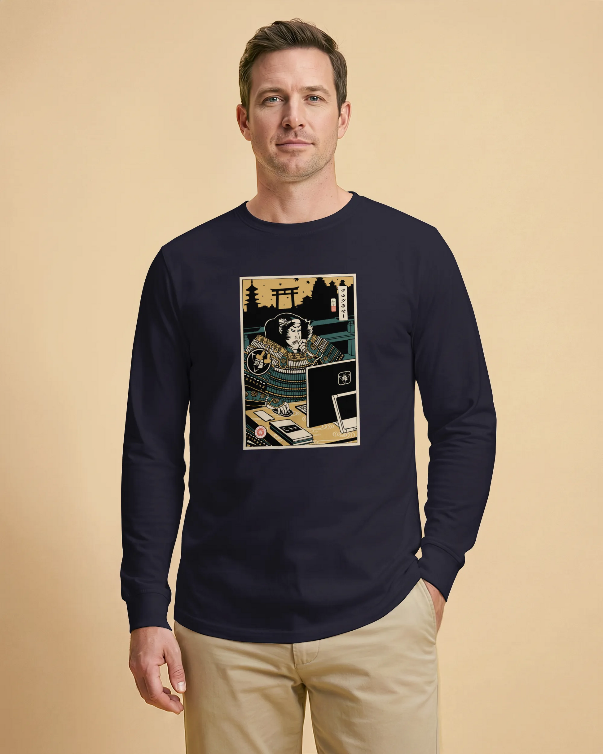 Samurai Programmer 2 Computer Science Ukiyo-e Unisex Long Sleeve Tee - Samurai Original