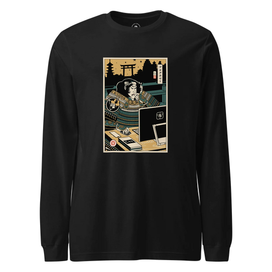 Samurai Programmer 2 Computer Science Ukiyo-e Unisex Long Sleeve Tee Black - Samurai Original