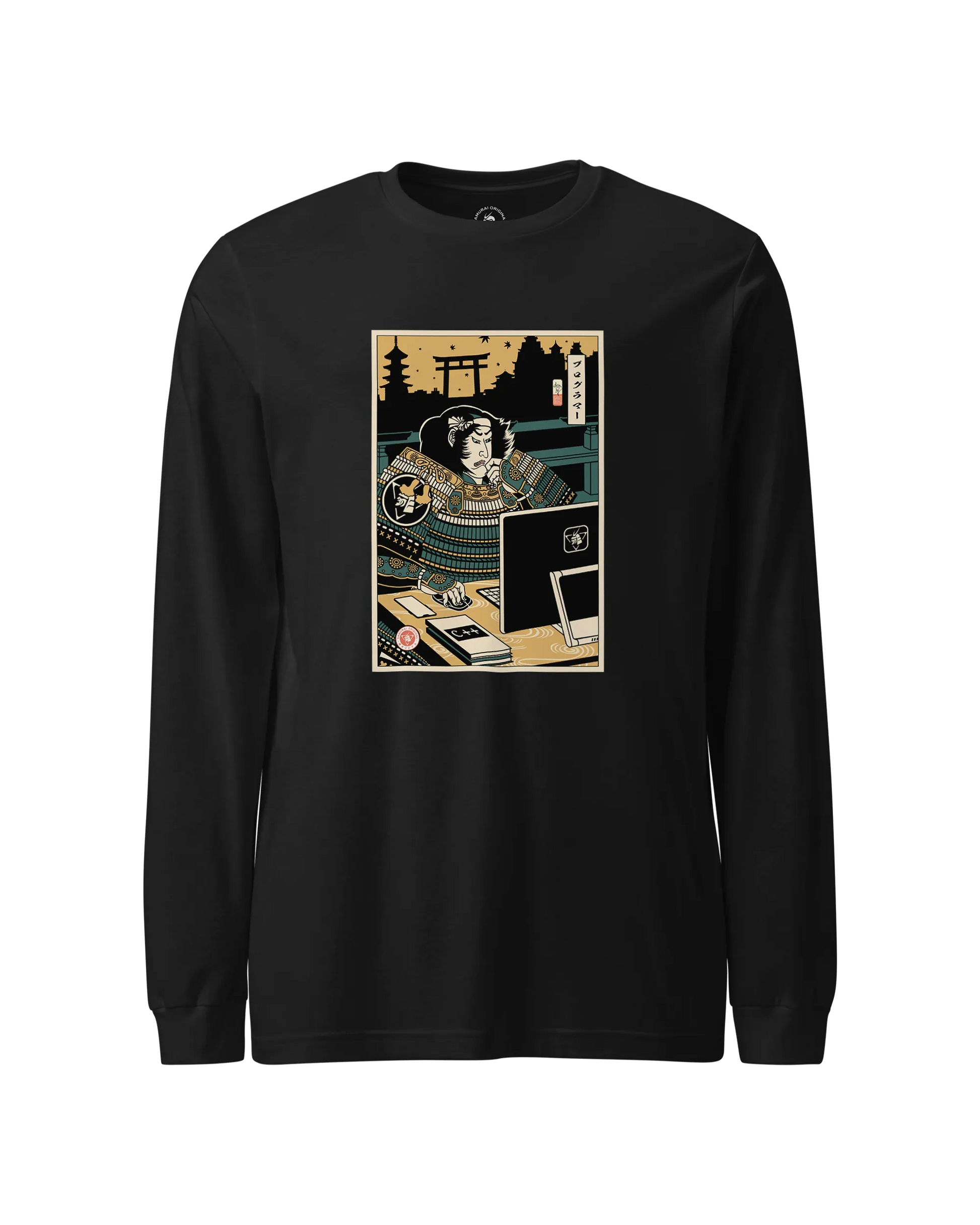 Samurai Programmer 2 Computer Science Ukiyo-e Unisex Long Sleeve Tee Black - Samurai Original