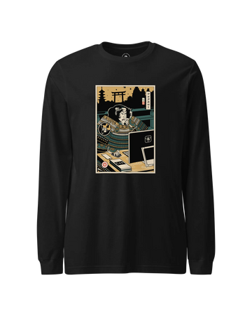 Samurai Programmer 2 Computer Science Ukiyo-e Unisex Long Sleeve Tee Black - Samurai Original