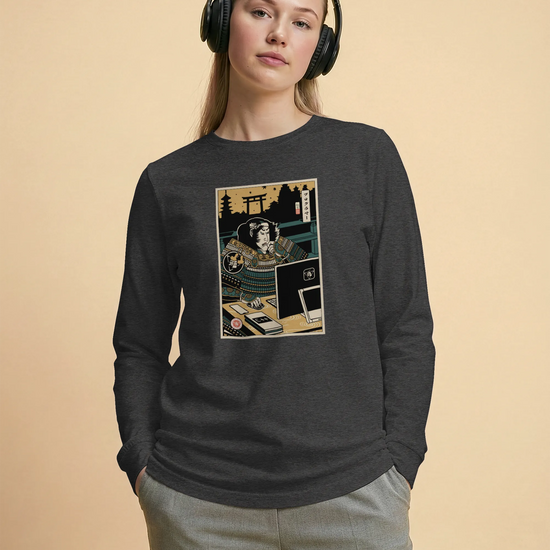 Samurai Programmer 2 Computer Science Ukiyo-e Unisex Long Sleeve Tee - Samurai Original
