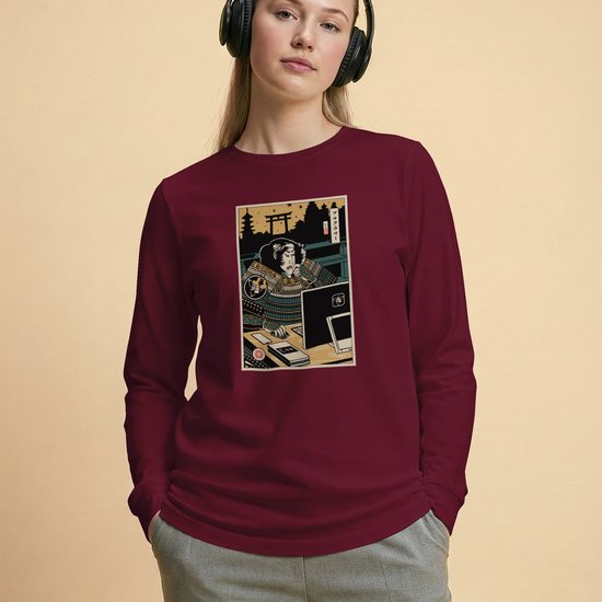 Samurai Programmer 2 Computer Science Ukiyo-e Unisex Long Sleeve Tee - Samurai Original